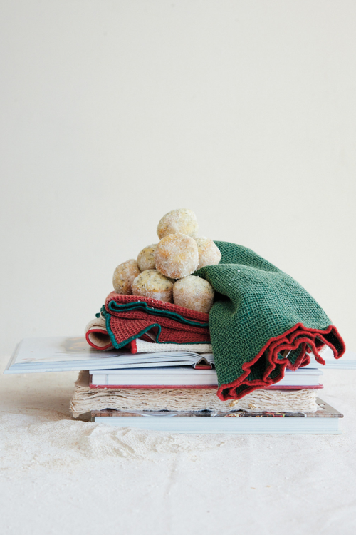 Holiday Stitched Edge Waffle Weave Tea Towel