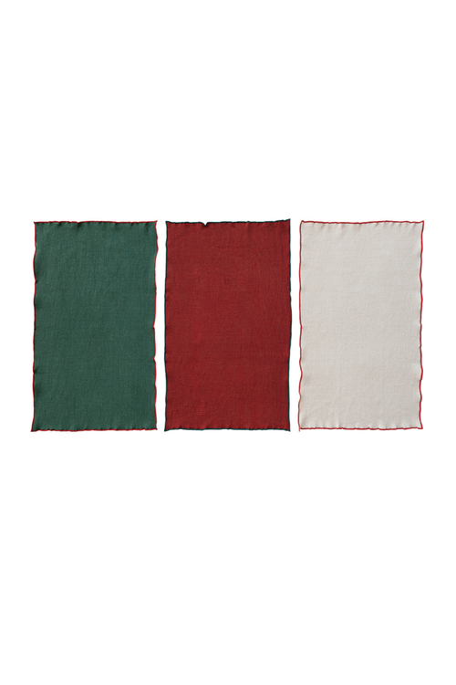 Holiday Stitched Edge Waffle Weave Tea Towel