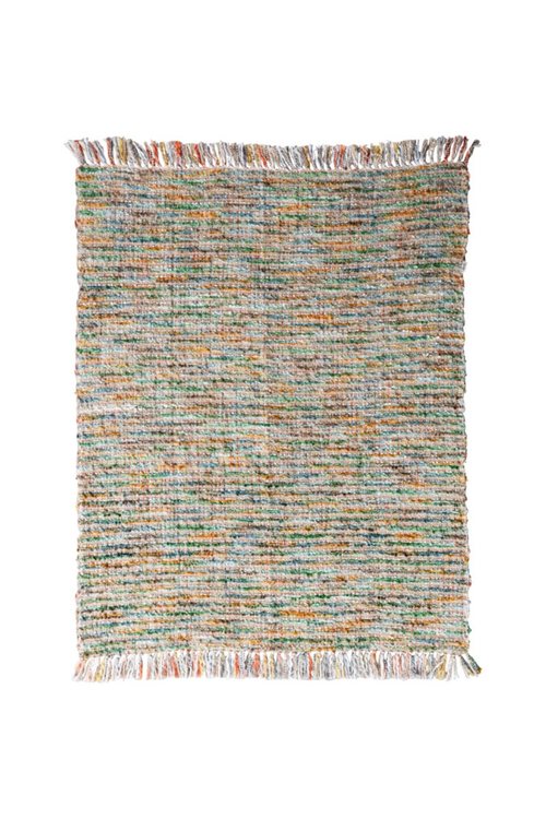 Multicolored Bouclé Fringed Throw Blanket