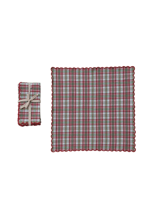 Plaid Scalloped Napkin Set
