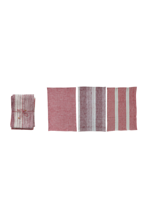 Red Multi Woven Tea Towel Set