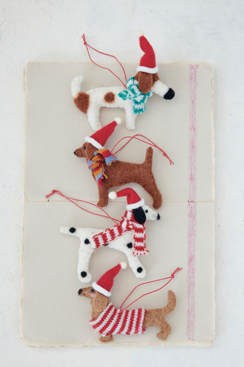 Santa Hat Dog Ornament