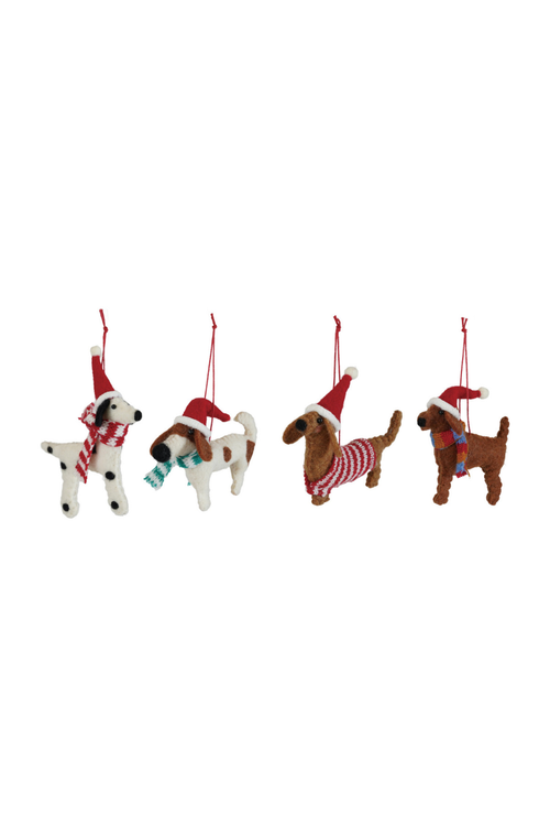Santa Hat Dog Ornament