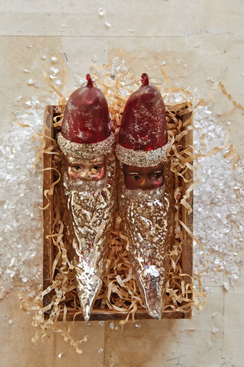 Santa Moon Mercury Glass Ornament