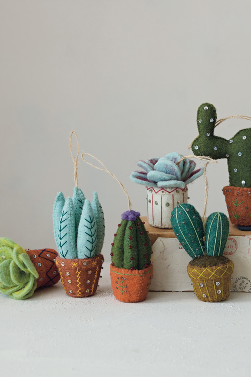 Wool Felt Cactus Ornament