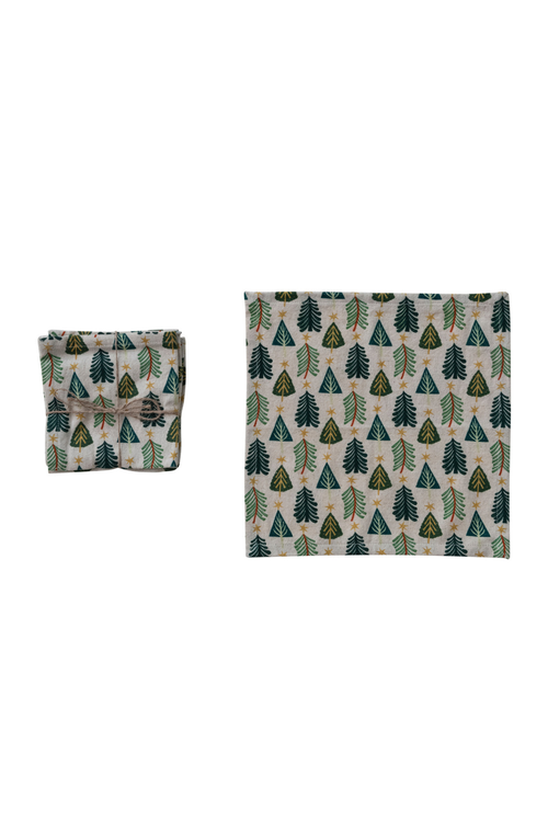 Yuletide Splendor Cotton Linen Cocktail Napkin