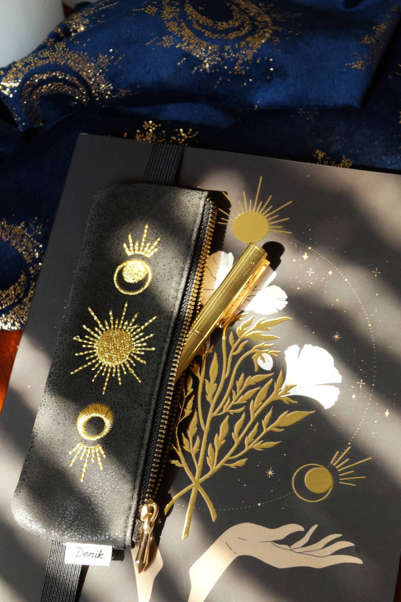 Denik-Moon-Phase-Embroidered-Notebook-Pouch