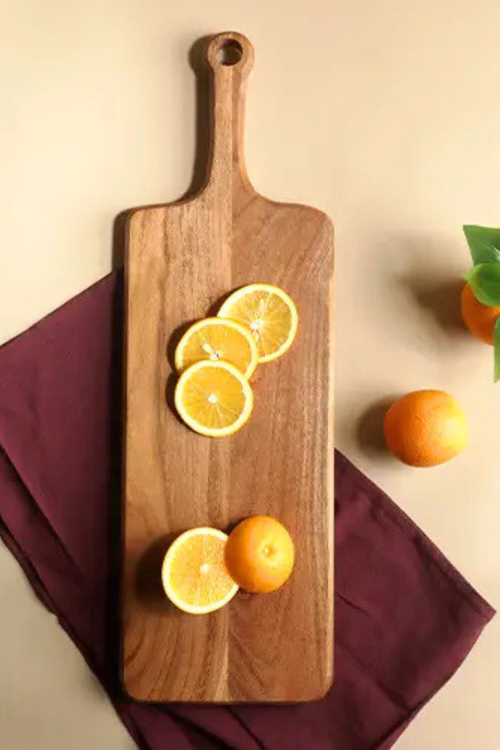 Long Acacia Wood Handled Cutting Board