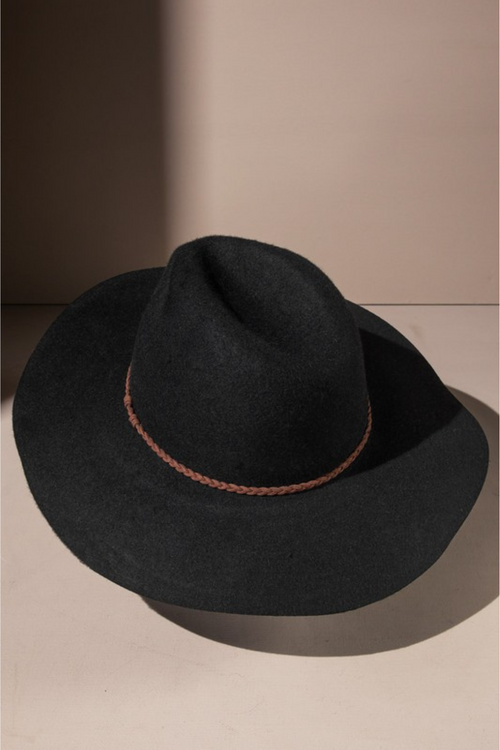 Marina Wool Panama Hat in Black