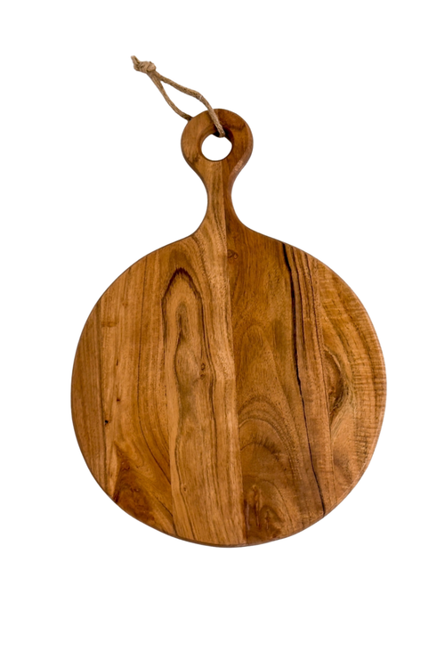 Round Acacia Wood Handled Cutting Board