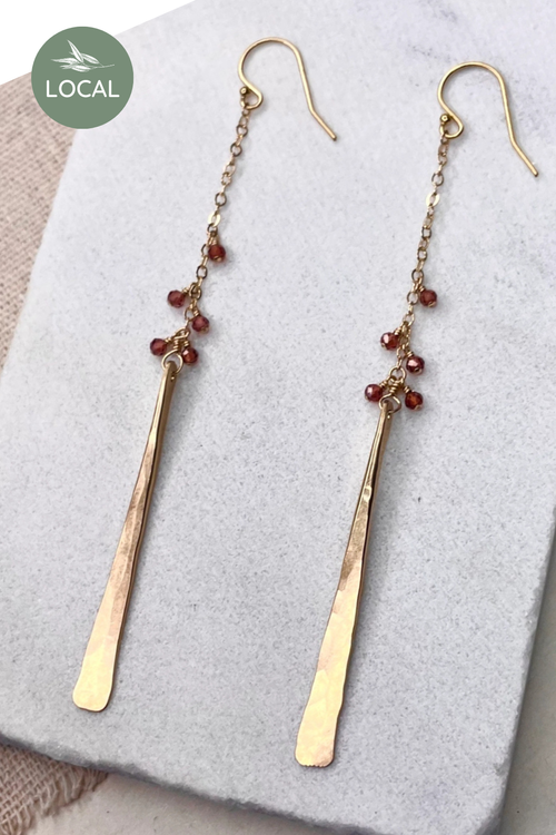 Hammered Stick + Beaded Earrings