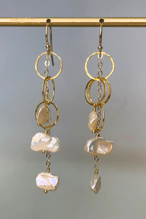 Triple Circle Gemstone Earrings