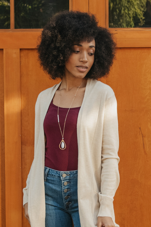 Long Teardrop + Gem Necklace
