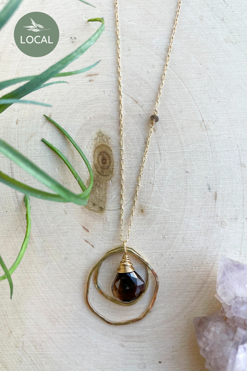 Double Organic Circle Stone Necklace