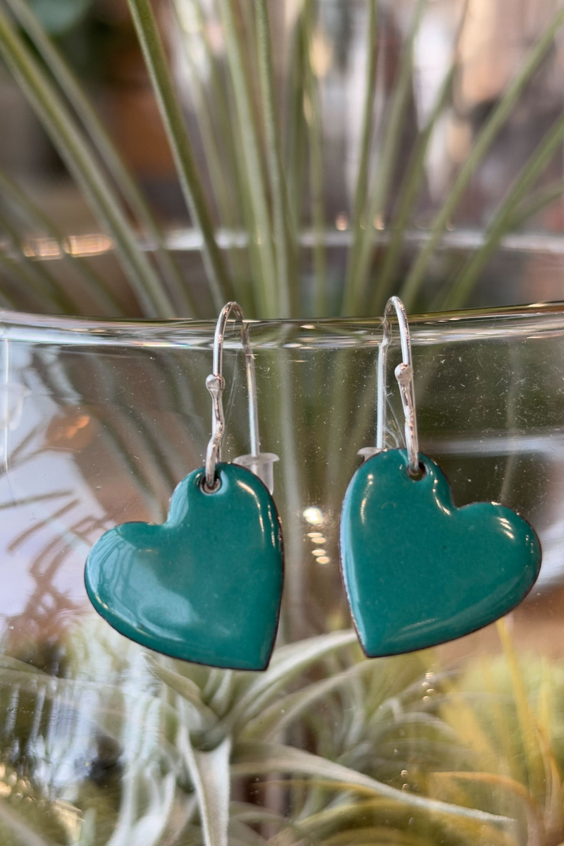 Forge-and-Fire-Heart-Earrings-with-Enamel-Jungle-Green