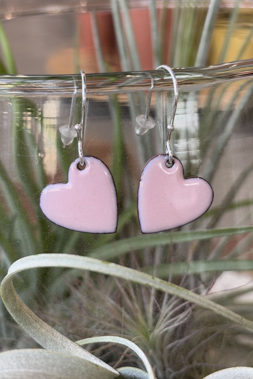 Heart Earrings with Enamel