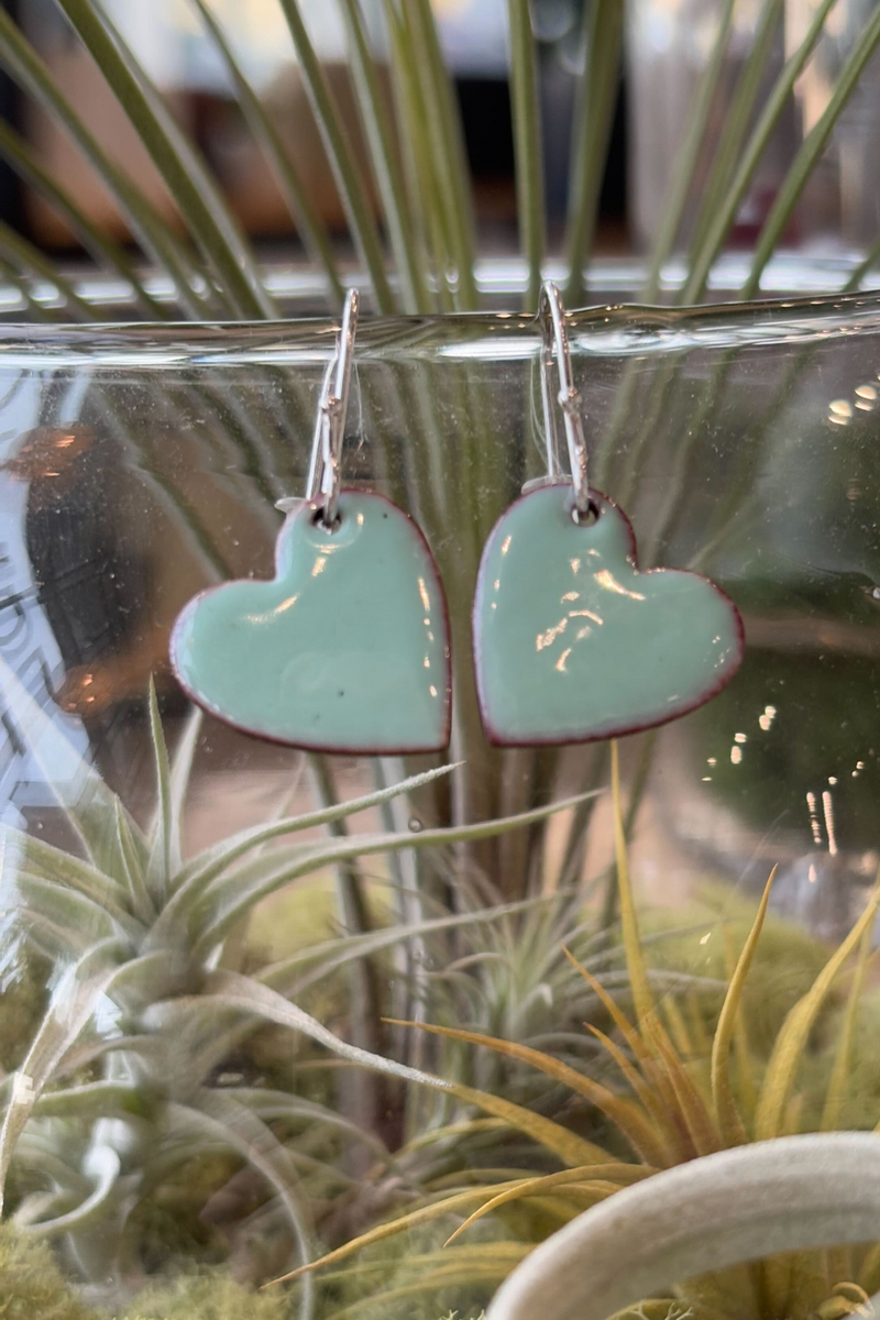 Forge-and-Fire-Heart-Earrings-with-Enamel-Sea-Foam