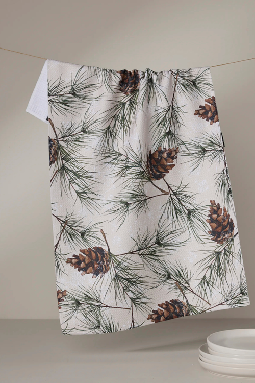 Geometry Kitchen Tea Towel - Evergreen Frost