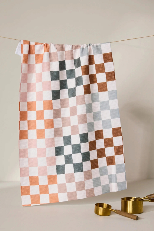 Geometry Kitchen Tea Towel - Autumn Checkers
