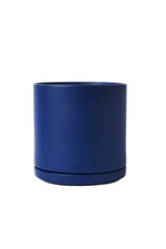 1 of 3:Blue Solid Goods Planter + Saucer