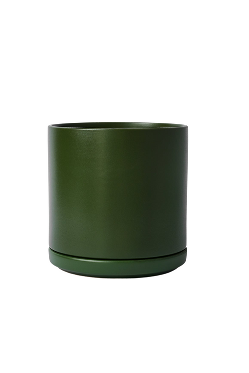 Forest Green Solid Goods Planter + Saucer