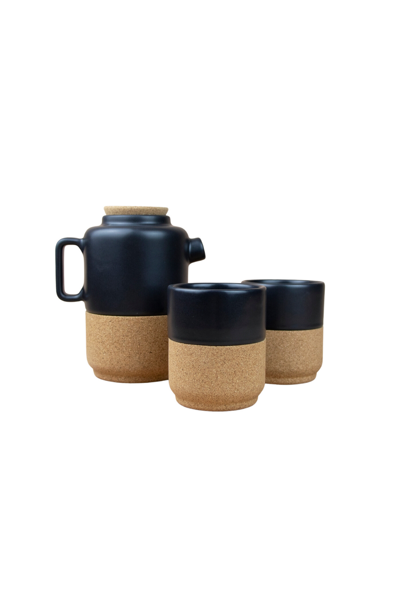 LIGA-Matte-Black-Ceramic-Cork-Tea-for-Two-Set