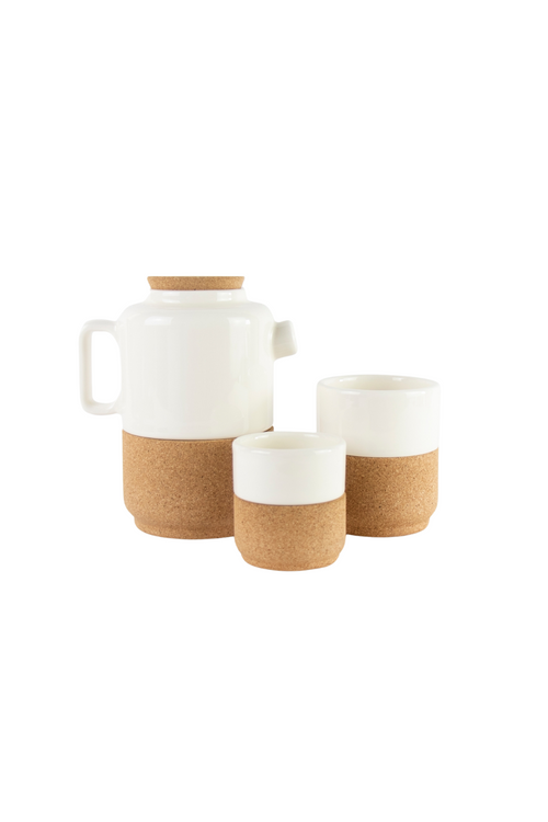 Ceramic + Cork Tea for Two Set
