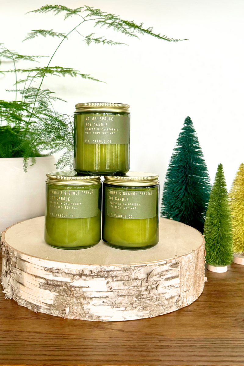 PF-Candle-Co-Limited-Edition-Green-Glass-Holiday-Scents-Spruce-Vanilla-Ghost-Pepper-Smoky-Cinnamon-Special