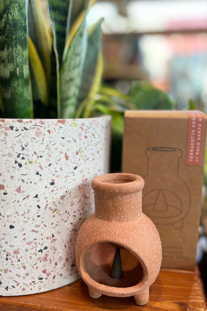 Chiminea Incense Holder + Palo Santo Sage Cones – ECOVIBE Chiminea Incense Holder + Palo Santo Sage Cones – ECOVIBE