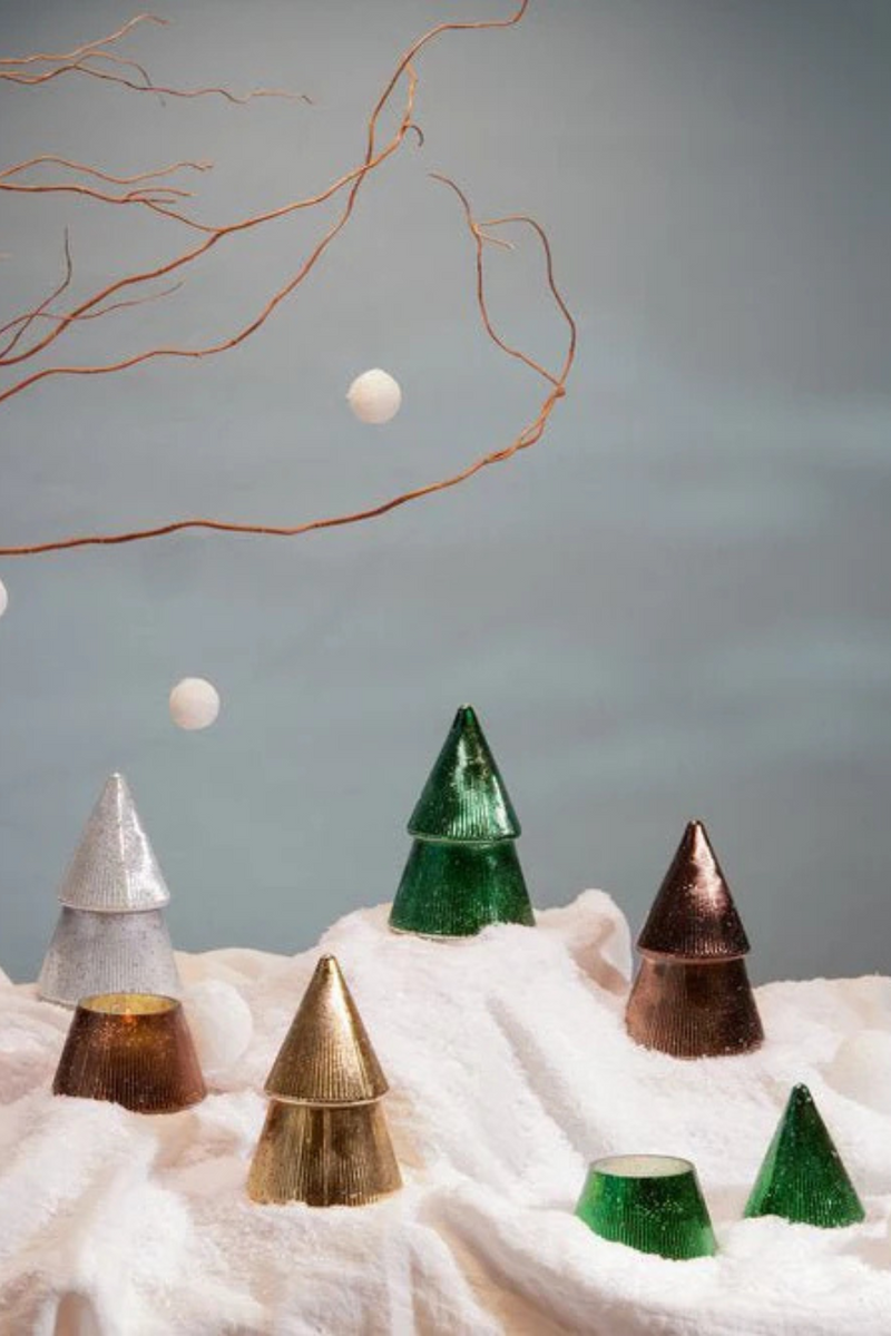 Paddywax -Cypress+Fir-Mercury-Glass- Stacked-Tree-Candle