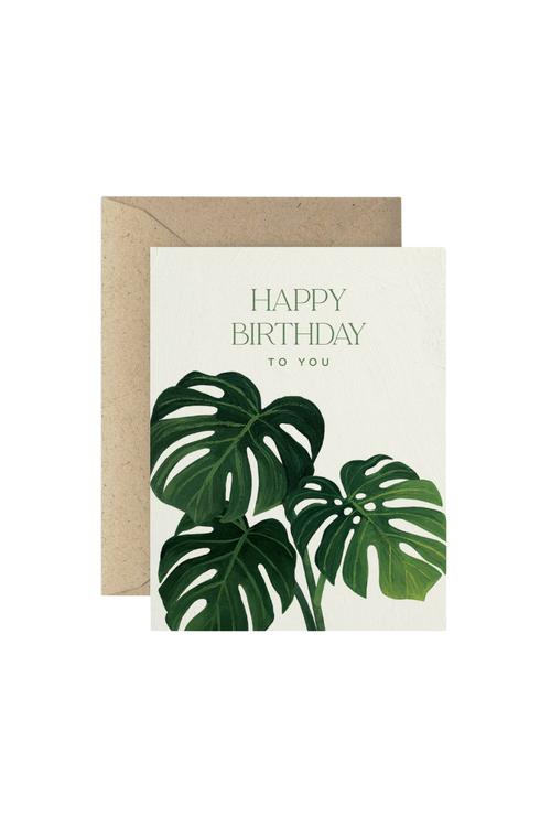 Monstera Happy Birthday Greeting Card