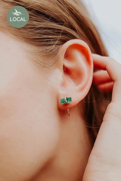 Baguette Gem Hug Hoop Earrings