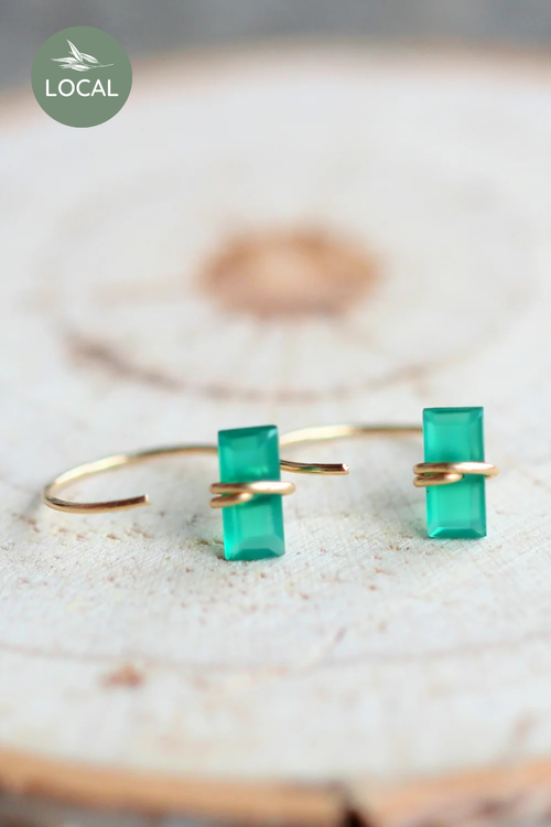 Baguette Gem Hug Hoop Earrings