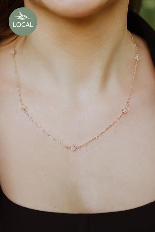 Herkimer Diamond Draped Necklace