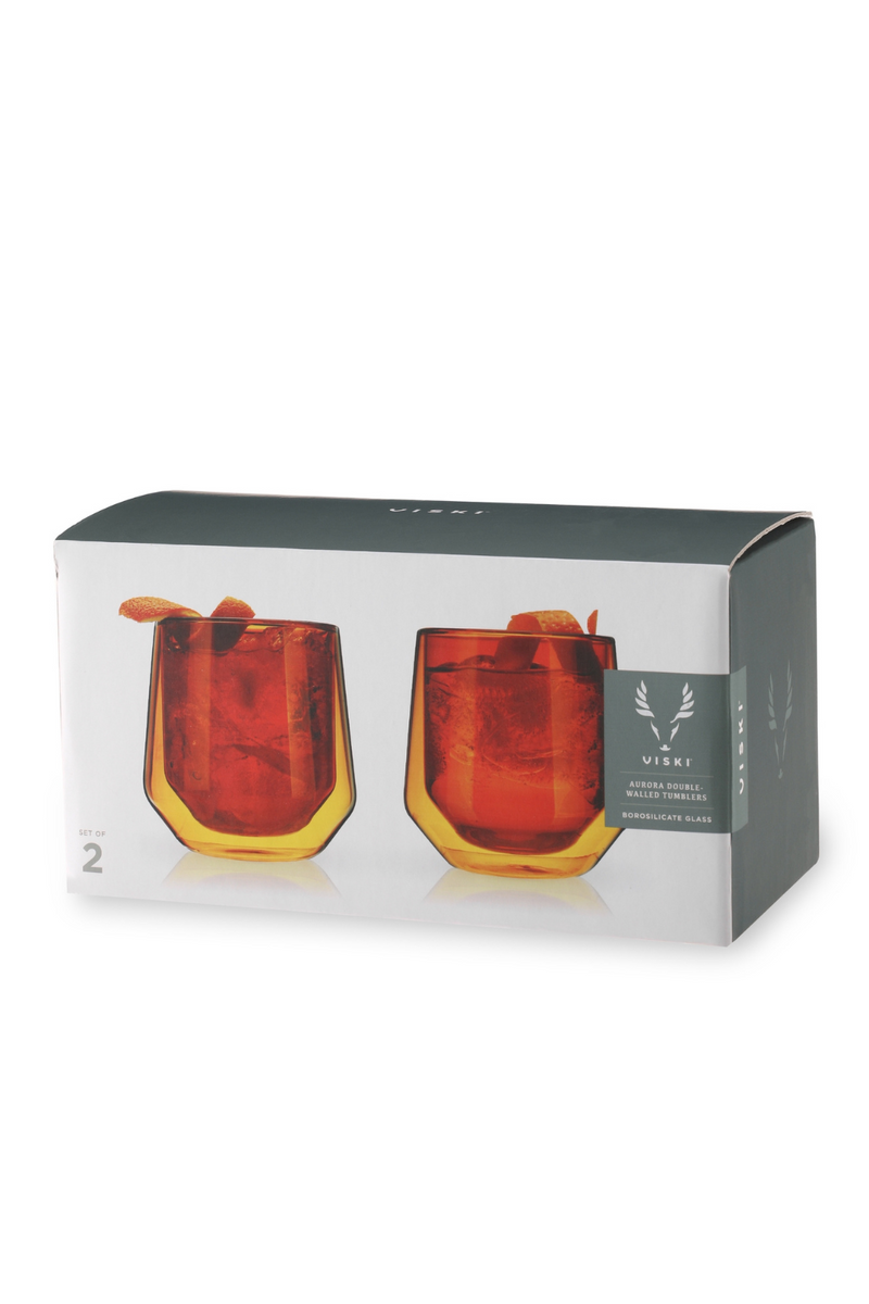 Viski-Aurora-Double-Walled-Glass-Tumblers-Amber