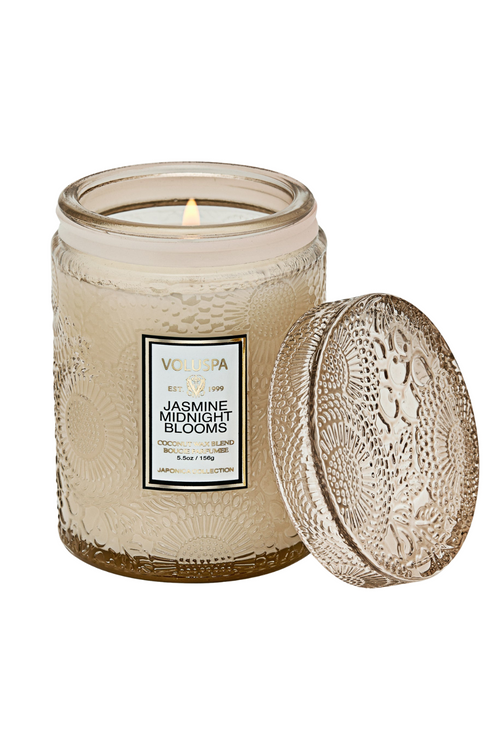 Jasmine Midnight Blooms Glass Candle