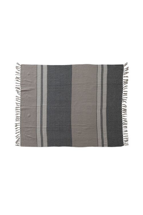 Recycled Woven Cotton Stripes Throw