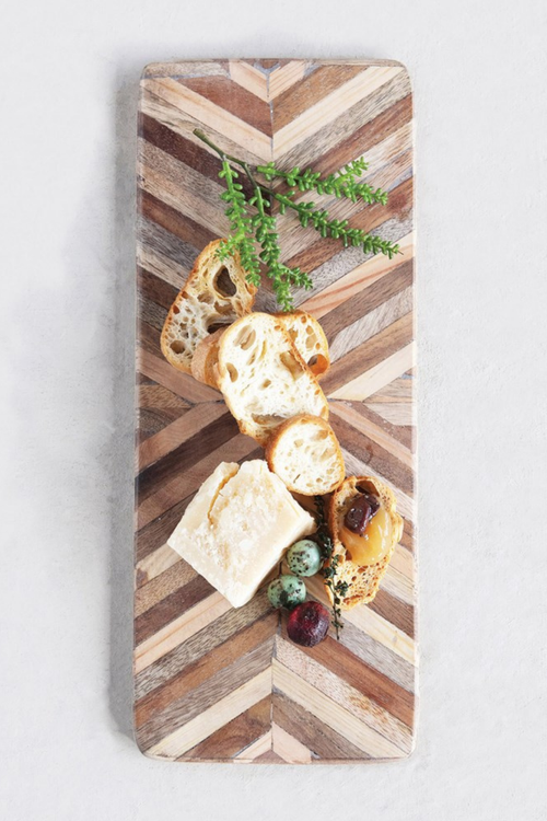 Creative Co-op Chevron Cheese + Cutting Board