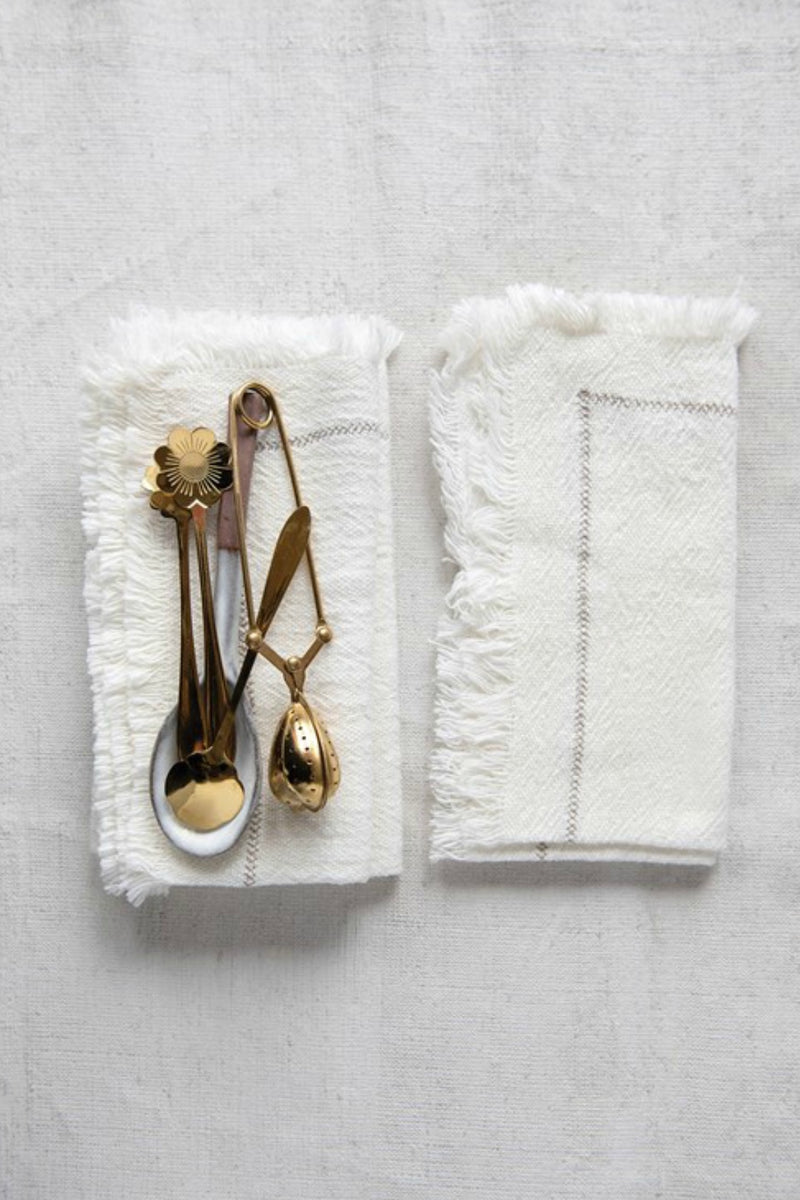 Creative Co-Op Fringed Woven Cotton Napkins