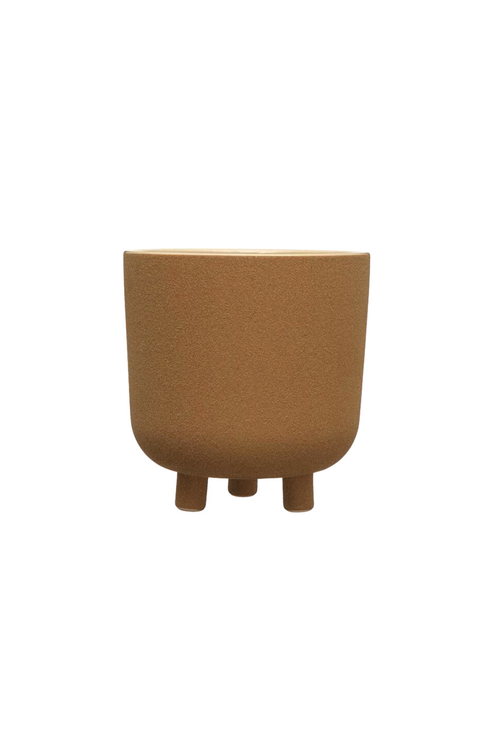 Bloomingville Brown Stoneware Footed Planter