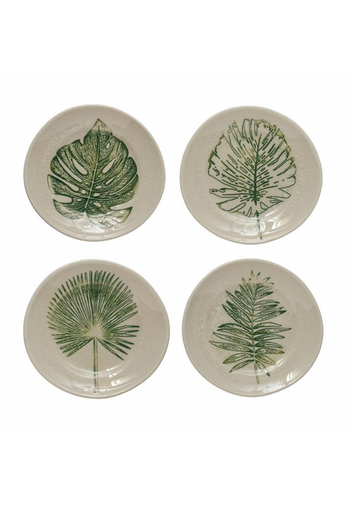 Creative-CoOp-Debossed-Leaf-Ceramic-Plate-Set