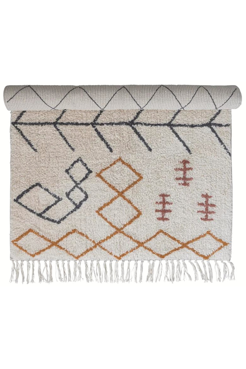 Creative Co-op Multicolor Cotton Tufted Rug with Fringe