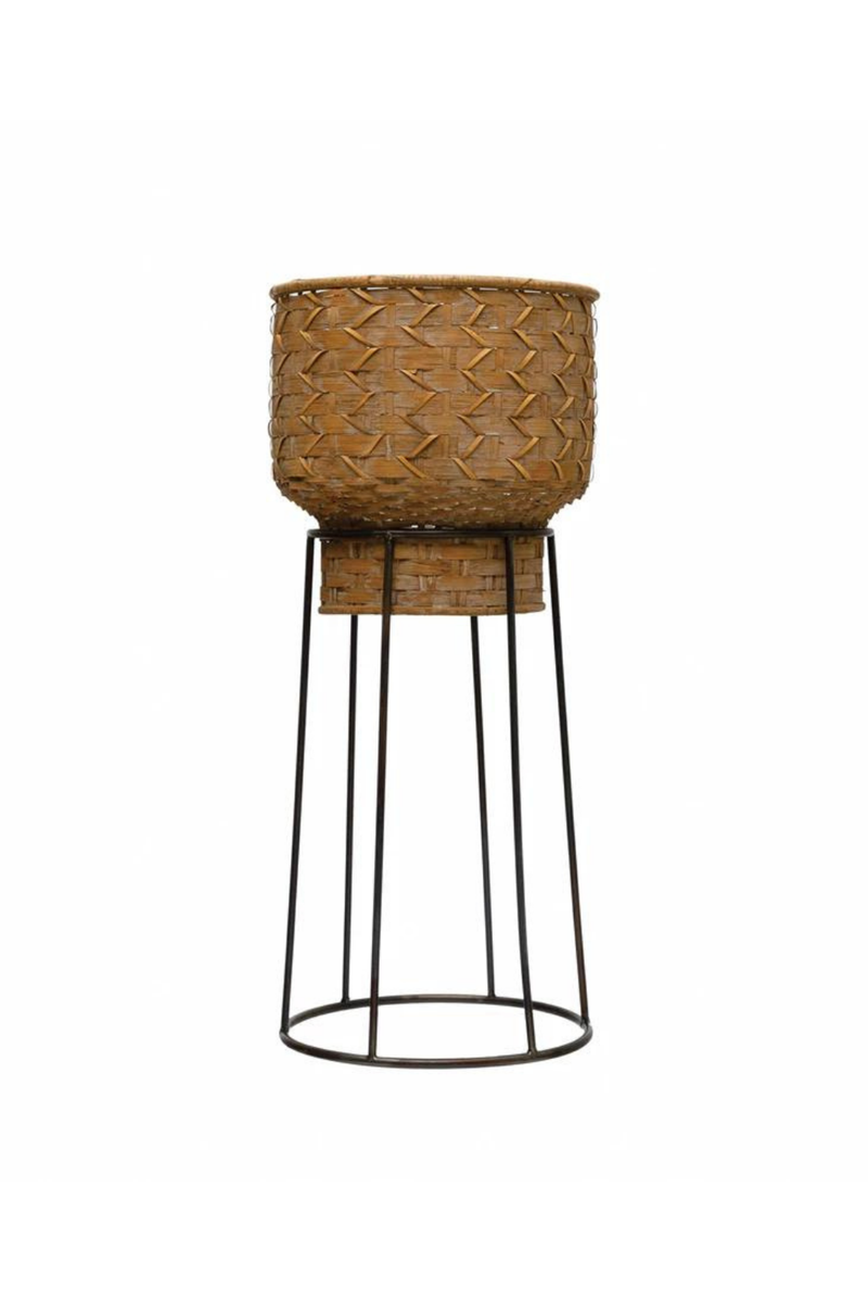 Bloomingville Hand-Woven Rattan Planter with Stand