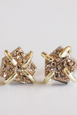 JaxKelly Druzy Prong Stud Earrings Rose Gold