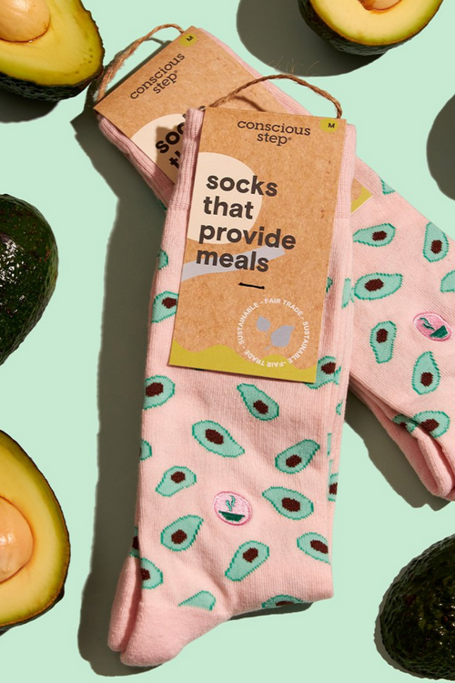 Socks that Provide Meals - Pink Avocados