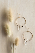 1 of 7:Gemstone Hoop Earrings