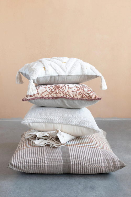 Creative Co-op Arusha Tufted Embroidered Lumbar Pillow