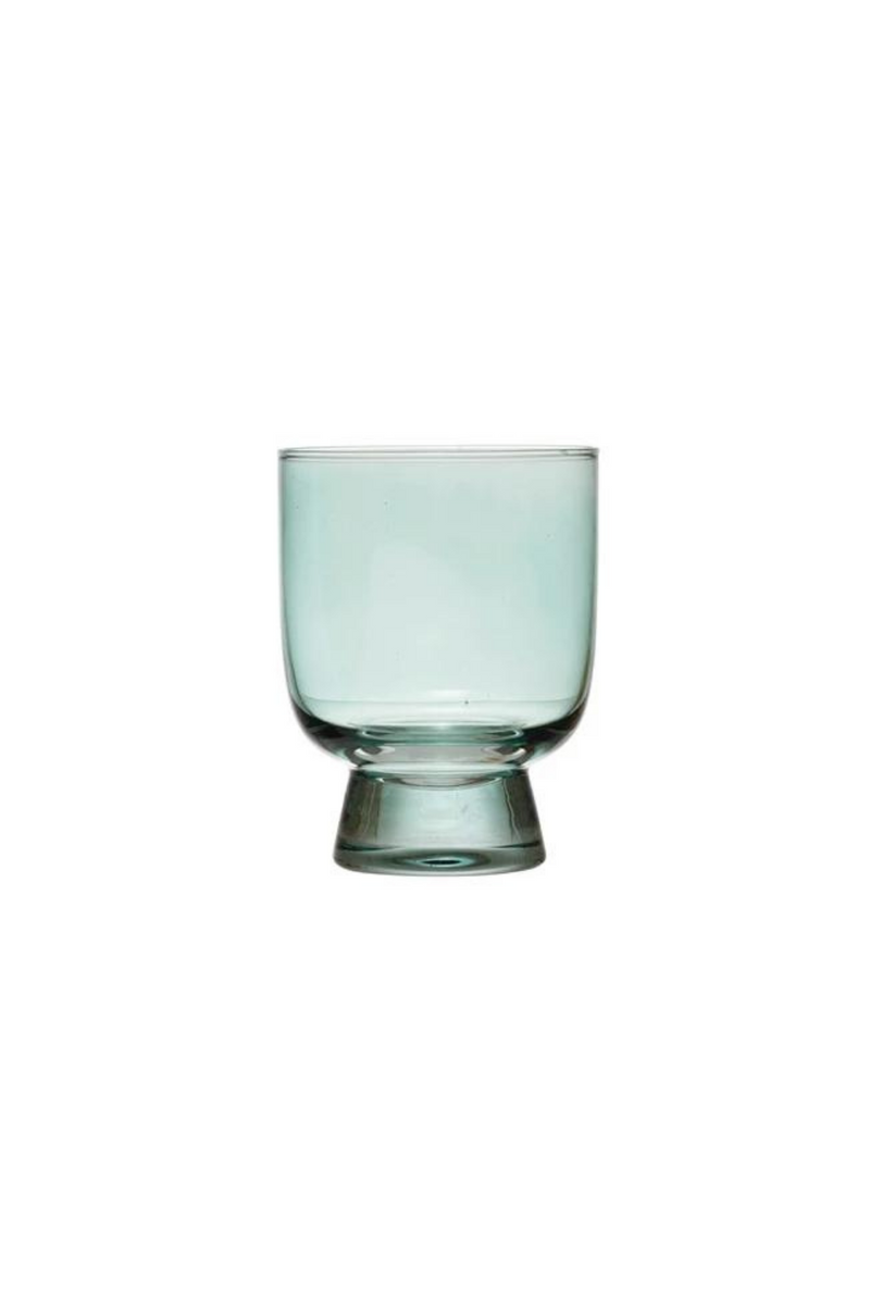 Creative Co-op Footed Drinking Glass in Sage