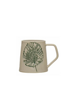 4 of 13:Debossed Leaf Ceramic Mug