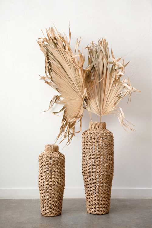Creative Co-Op Water Hyacinth + Rattan Floor Vase